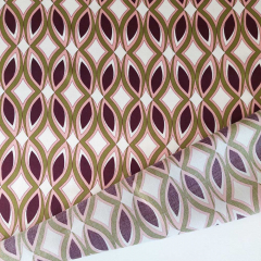 Viskose Satin Stoff Blusenstoff Elipsen grafisches Muster Retroprint - limegreen burgundy cremewei� - Made in Italy