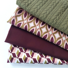 Viskose Satin Stoff Blusenstoff Elipsen grafisches Muster Retroprint - limegreen burgundy cremewei� - Made in Italy