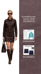 Jeansstoff Denim mit Stretch (colored) uni, dunkelbraun