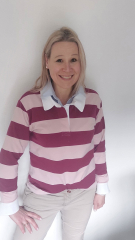 French Terry Sweat Blockstreifen garngef�rbt - altrosa weinrot