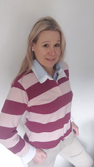 French Terry Sweat Blockstreifen garngef�rbt - altrosa weinrot