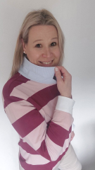 French Terry Sweat Blockstreifen garngef�rbt - altrosa weinrot