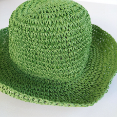 Sonnenhut mit breiter Krempe Strohhut f�r Damen Papierstroh - gr�n