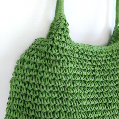 H�keltasche aus Papier Umh�ngetasche Strohtasche Sommertasche - gr�n