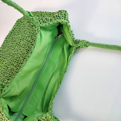 H�keltasche aus Papier Umh�ngetasche Strohtasche Sommertasche - gr�n
