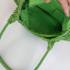 H�keltasche aus Papier Umh�ngetasche Strohtasche Sommertasche - gr�n