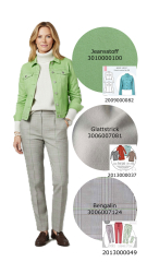 EINZELST�CK  1,43 m Hosenstretch Stoff Bengalin Glencheck Muster, hellgr�n matt braun hellbeige