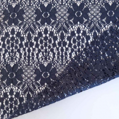 Spitzenstoff Blumen elastisch, dunkelblau
