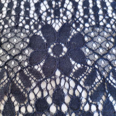 Spitzenstoff Blumen elastisch, dunkelblau