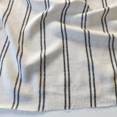 Viskose Leinen Slub Webware Doppestreifen, schwarz natur (beige)