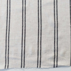 Viskose Leinen Slub Webware Doppestreifen, schwarz natur (beige)