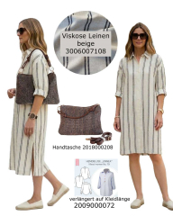 Viskose Leinen Slub Webware Doppestreifen, schwarz natur (beige)