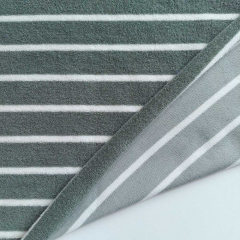 Sweat Frotteestoff Streifen Meterware, cremewei� Salbeigr�n