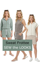 Sweat Frotteestoff Streifen, cremewei� taupe grau
