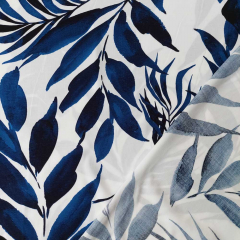Viskose Stoff Meterware Bl�tterdruck, Blaut�ne wei�