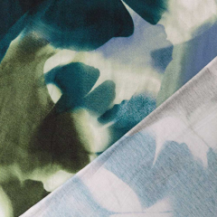 Viskose Jersey Stoff Gingko Bl�tter  - dunkelgr�n hellgr�n jeansblau