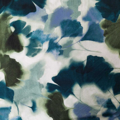 Viskose Jersey Stoff Gingko Bl�tter  - dunkelgr�n hellgr�n jeansblau