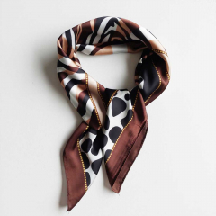 Halstuch Animal Print Patchwork Look quadratisch Schal Bandana Tuch - braun ecrue schwarz