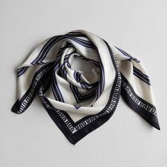 Halstuch Streifen quadratisch Schal Bandana Tuch - schwarz dunkelblau creme