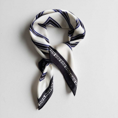 Halstuch Streifen quadratisch Schal Bandana Tuch - schwarz dunkelblau creme