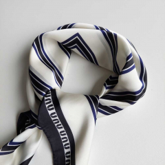 Halstuch Streifen quadratisch Schal Bandana Tuch - schwarz dunkelblau creme