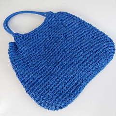 H�keltasche aus Papier Umh�ngetasche Strohtasche Sommertasche - kobaltblau