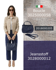 Boucle Stoff Webware meliert beige brown dunkelblau - Made in Italy - Deadstock