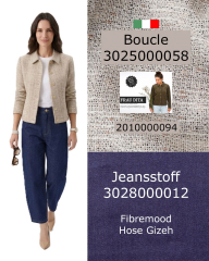 Boucle Stoff Webware meliert beige brown dunkelblau - Made in Italy - Deadstock