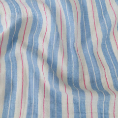 Musselin Stoff Double Gauze Streifen l�ngs, pink wei� hellblau