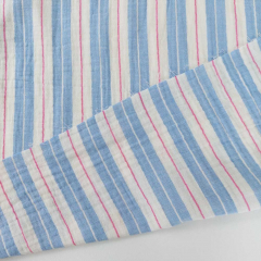 Musselin Stoff Double Gauze Streifen l�ngs, pink wei� hellblau