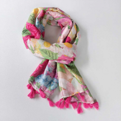 Halstuch Blumen, gr�n pink beere