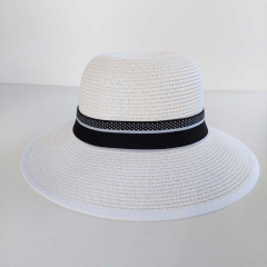 Sonnenhut Schleife Damen Papierstroh - schwarz wei�