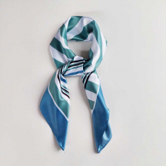 Halstuch Streifen quadratisch Schal Bandana Tuch - mint jeansblau wei�