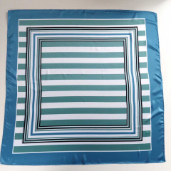 Halstuch Streifen quadratisch Schal Bandana Tuch - mint jeansblau wei�