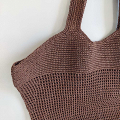 H�kel-Tasche Crochet-Bag H�kelshopper, Espresso Brown