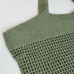 H�kel-Tasche Crochet-Bag H�kelshopper, salbeigr�n