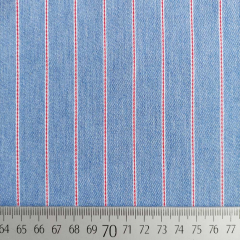 Jeansstoff schmale Streifen Denim Stoff Meterware, rot wei� hellblau