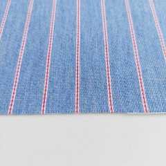 Jeansstoff schmale Streifen Denim Stoff Meterware, rot wei� hellblau