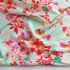 Viskose Krepp Stoff, orange rot mint