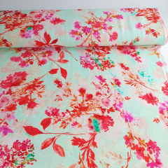 Viskose Krepp Stoff, orange rot mint