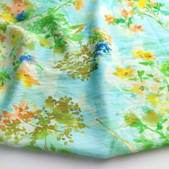 Viskose Krepp Stoff, gelb hellblau