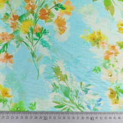 Viskose Krepp Stoff, gelb hellblau