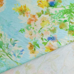 Viskose Krepp Stoff, gelb hellblau