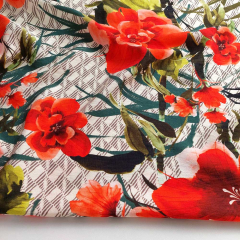 Viskose Krepp Stoff Blumen Bl�tter, limegreen hellbeige (copy)