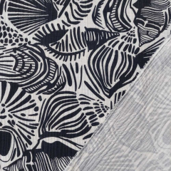 Musselin Stoff Muscheln - dunkelblau cremewei�