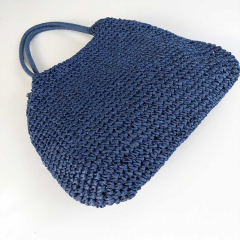 H�keltasche aus Papier Umh�ngetasche Strohtasche Sommertasche - dunkles jeansblau