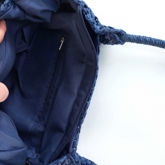 H�keltasche aus Papier Umh�ngetasche Strohtasche Sommertasche - dunkles jeansblau