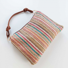 Handtasche flach rechteckig Rei�verschluss Henkel goldene Schnallen - multicolor