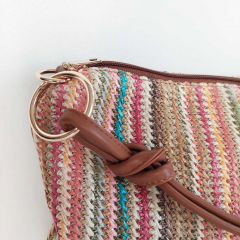 Handtasche flach rechteckig Rei�verschluss Henkel goldene Schnallen - multicolor