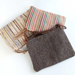 Handtasche flach rechteckig Rei�verschluss Henkel goldene Schnallen - multicolor